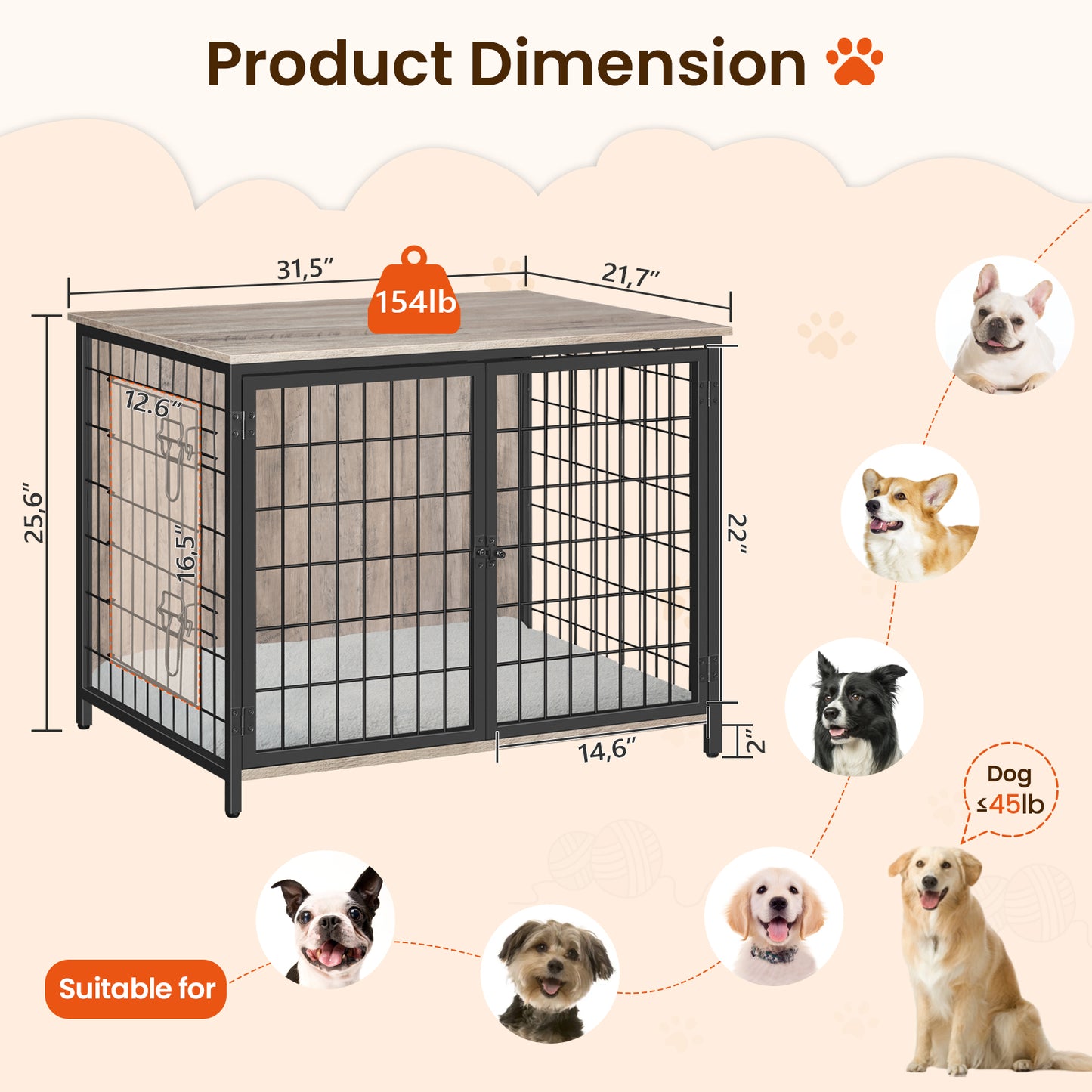 small and medium dog crate