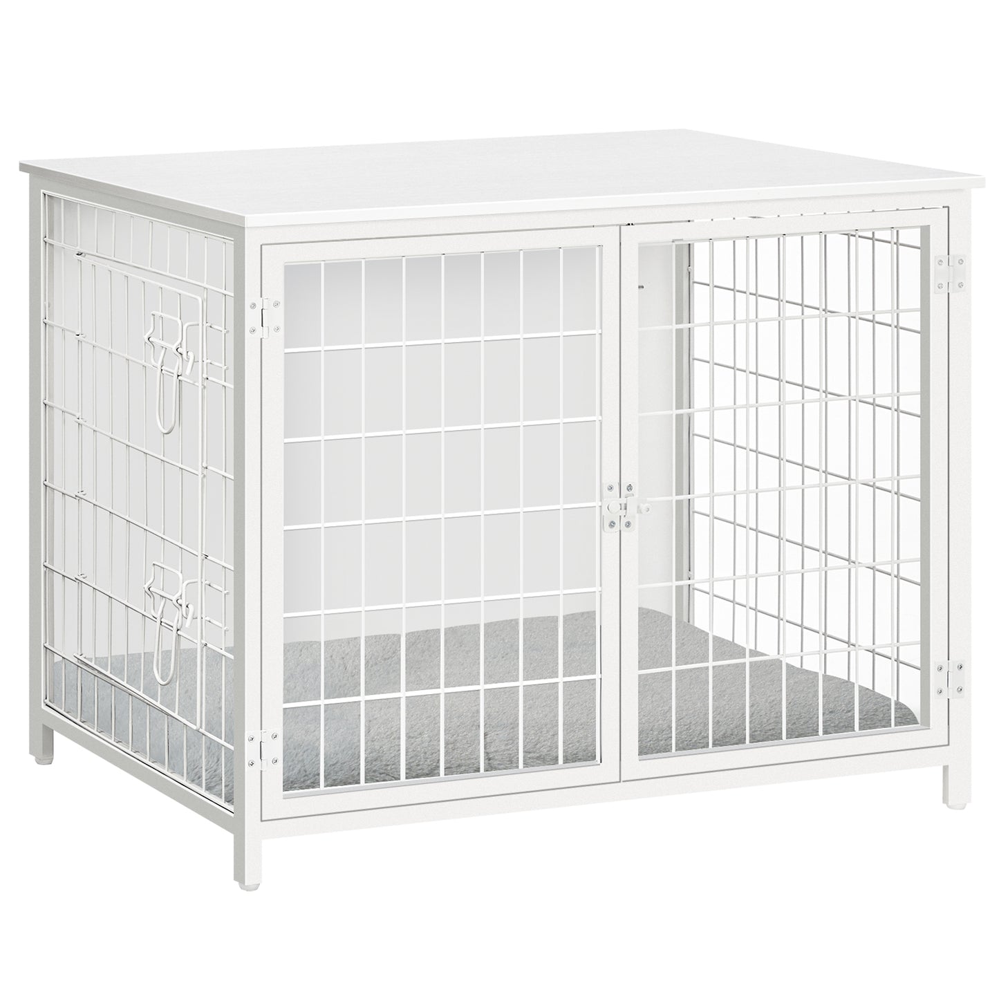 white puppy dog crate