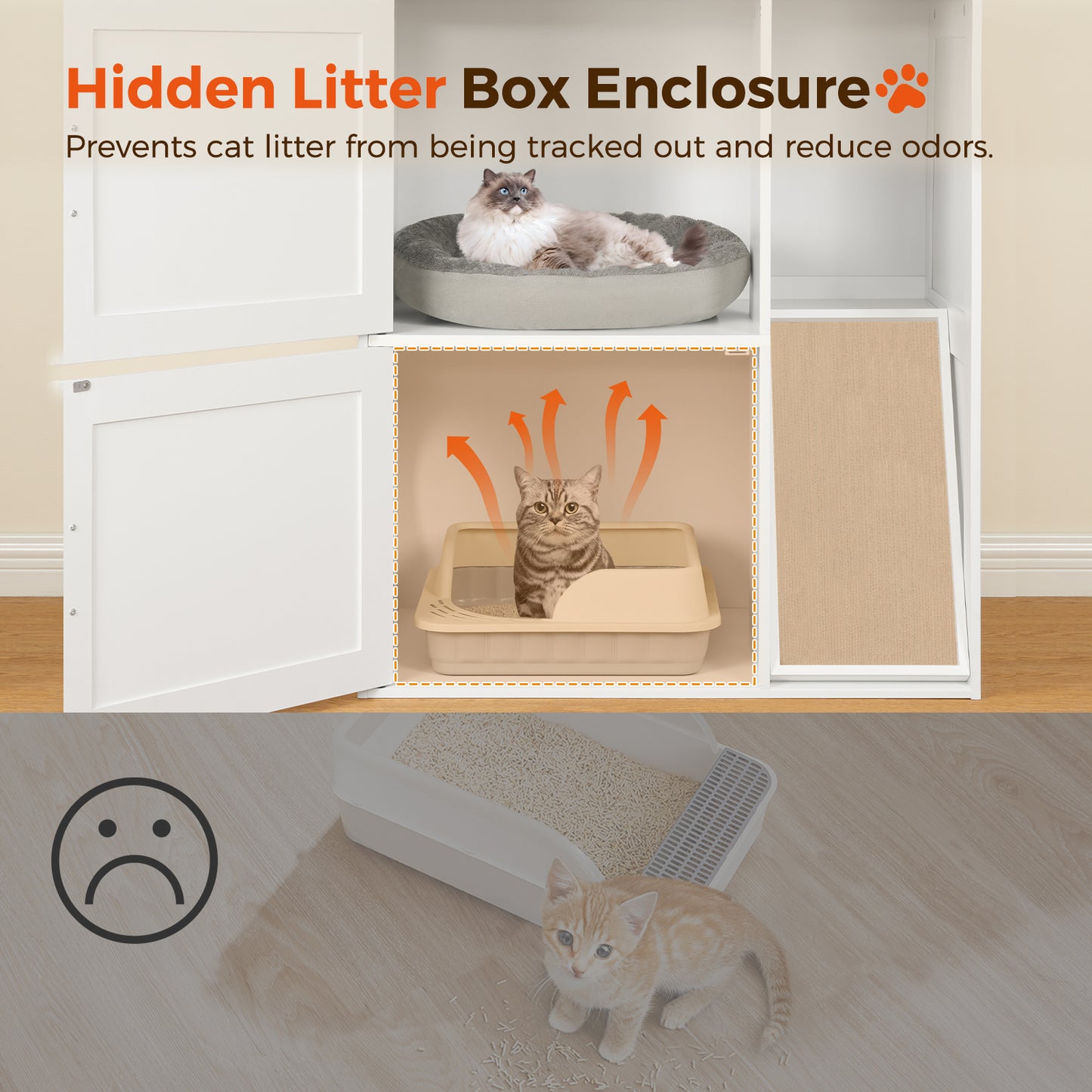 MAHANCRIS Stylish 2-Tier Litter Box Enclosure