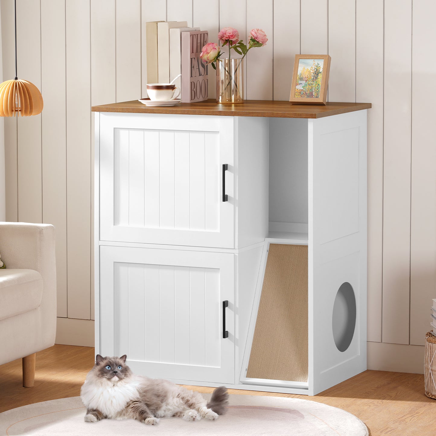 MAHANCRIS Stylish 2-Tier Litter Box Enclosure