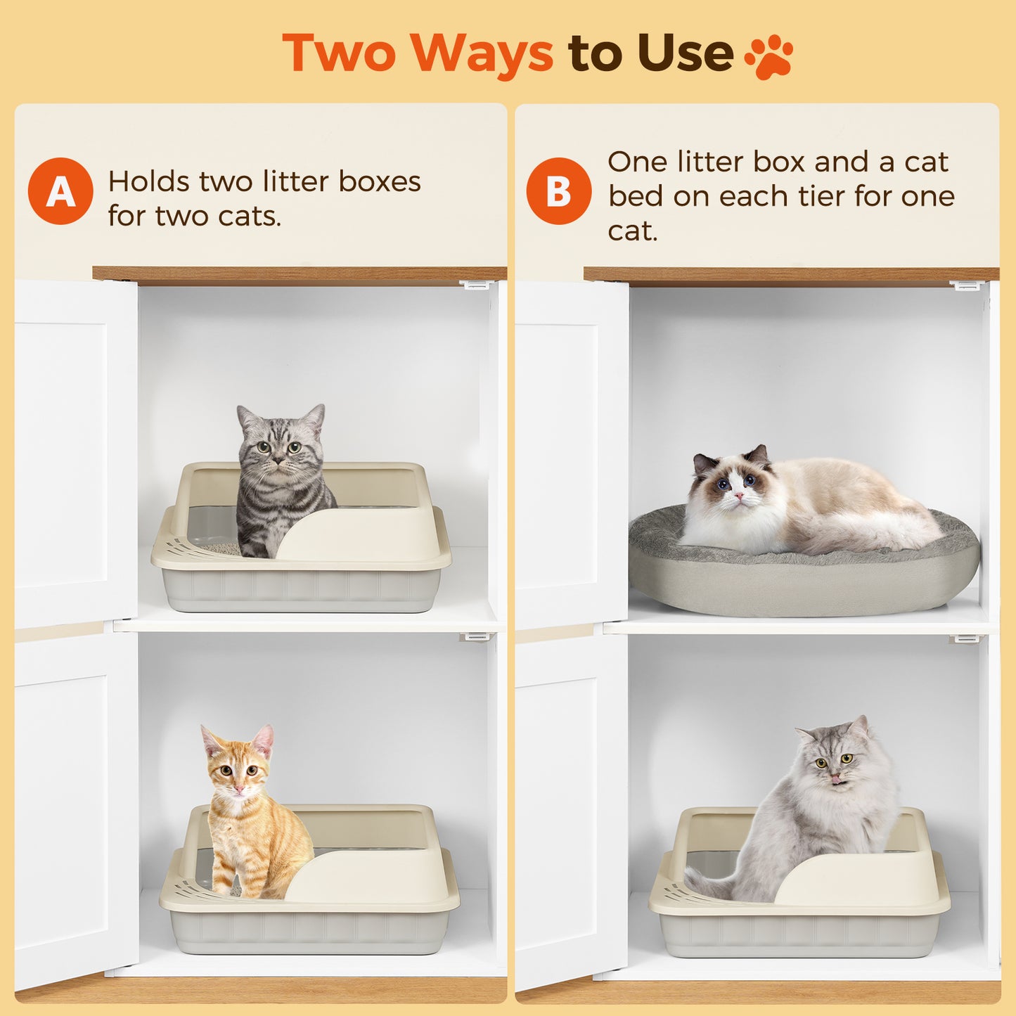 MAHANCRIS Stylish 2-Tier Litter Box Enclosure