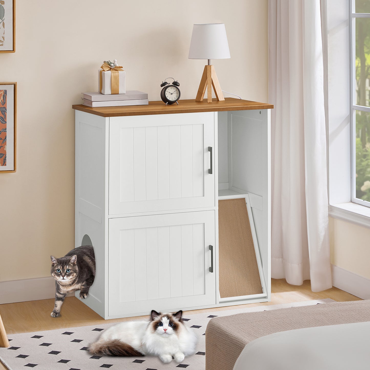 MAHANCRIS Stylish 2-Tier Litter Box Enclosure