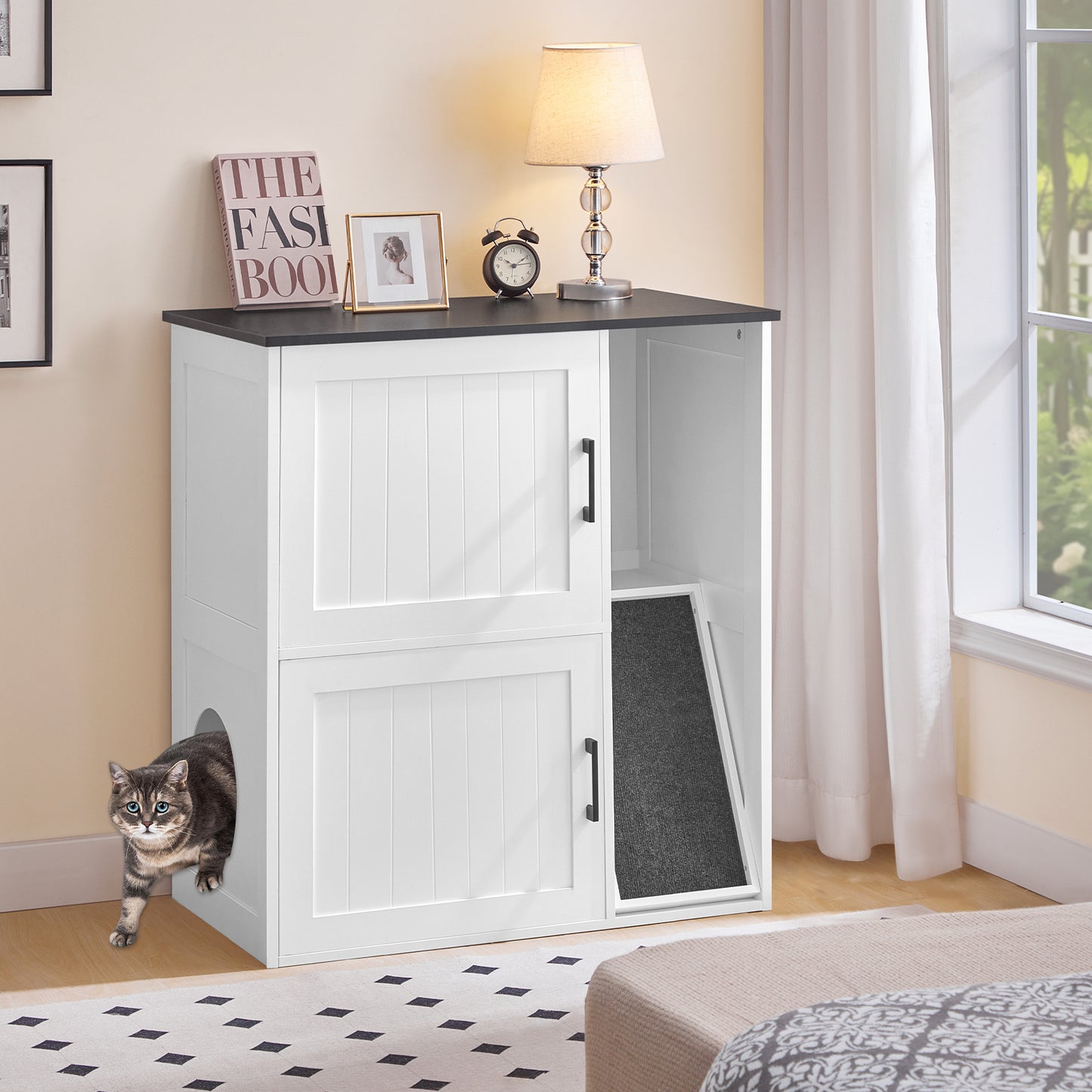 MAHANCRIS Stylish 2-Tier Litter Box Enclosure