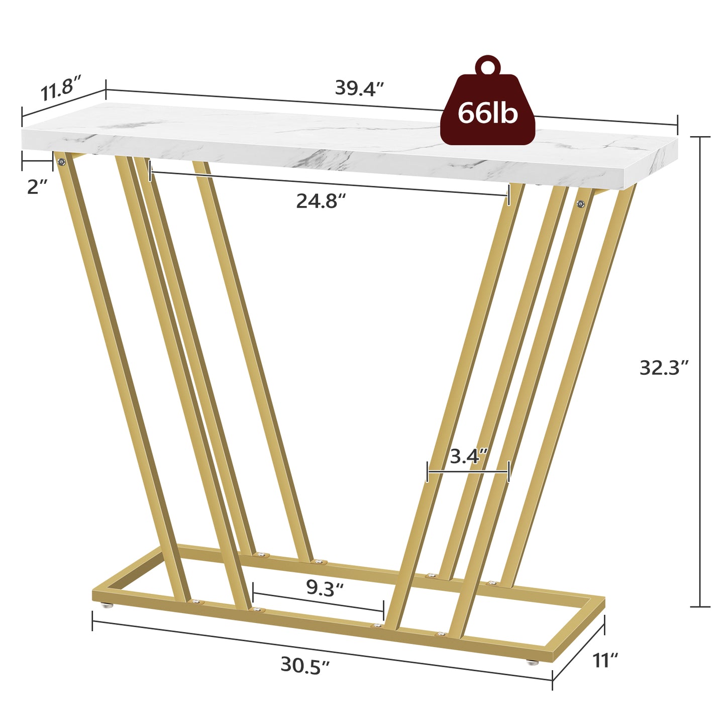 39.4" console table measurements