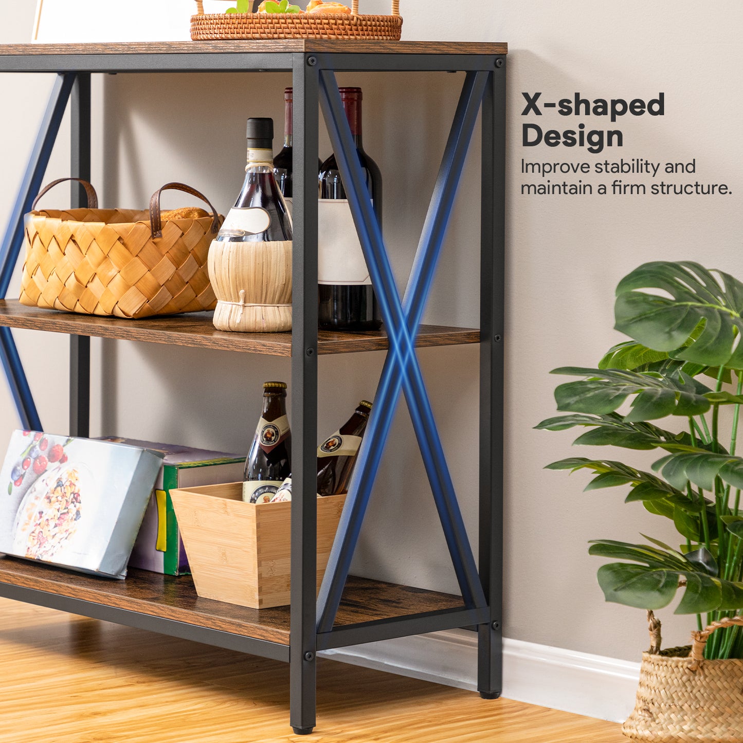 x shaped design metal console table