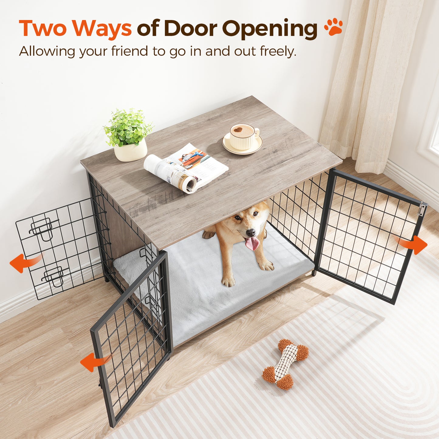 two ways of door opening dog crate
