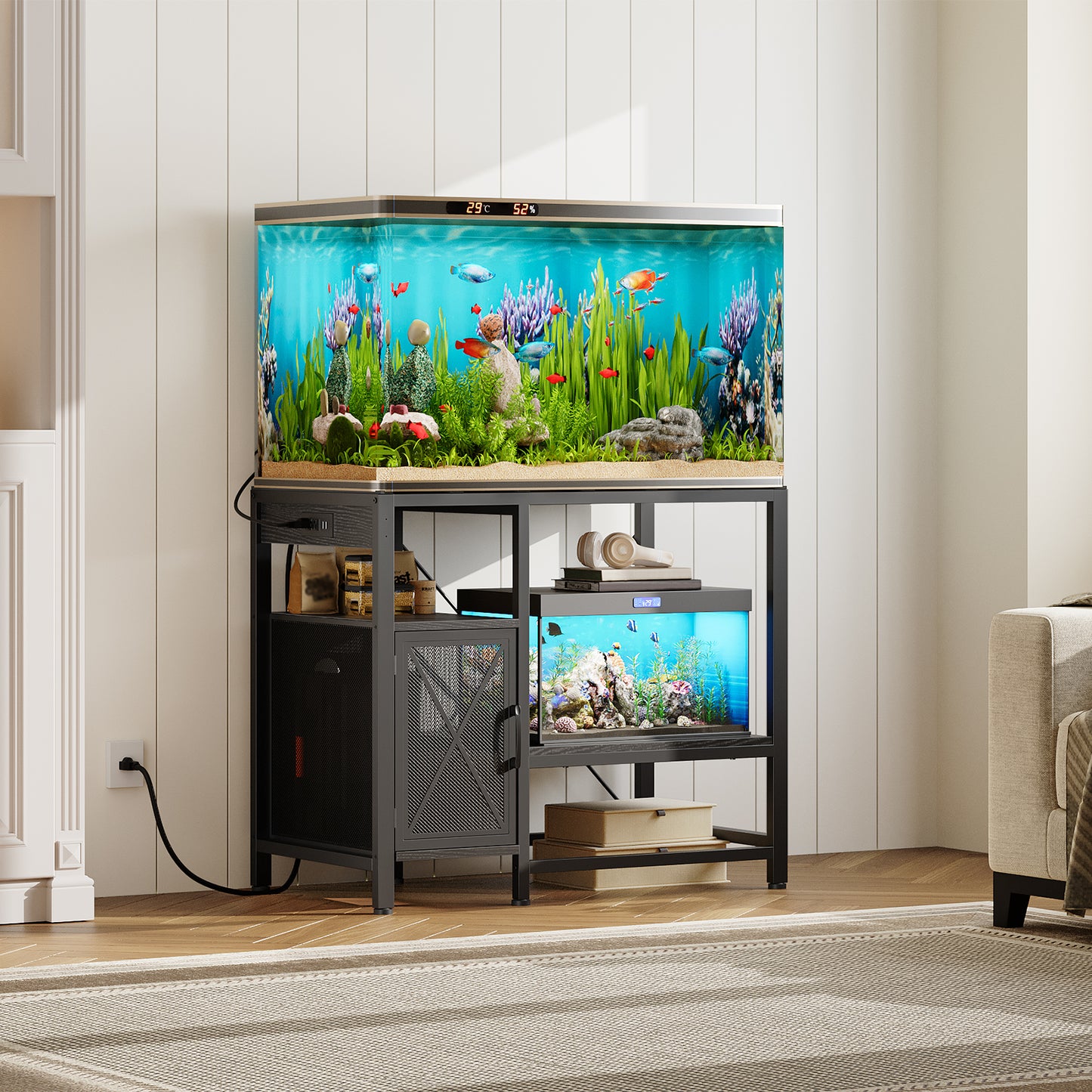 MAHANCRIS 40-50 Gallon Fish Tank Stand with Power Outlet