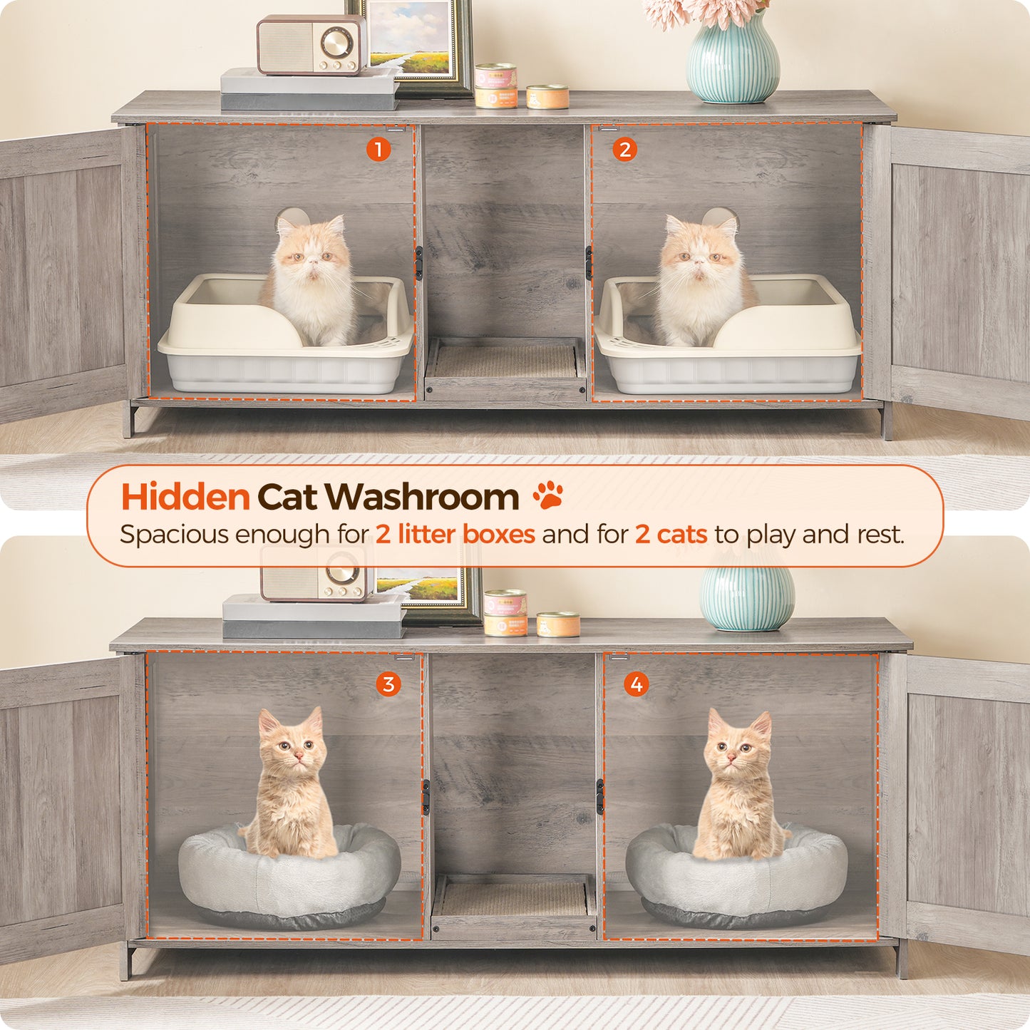 MAHANCRIS 47.2" Cat Litter Box Enclosure for 2 Cats