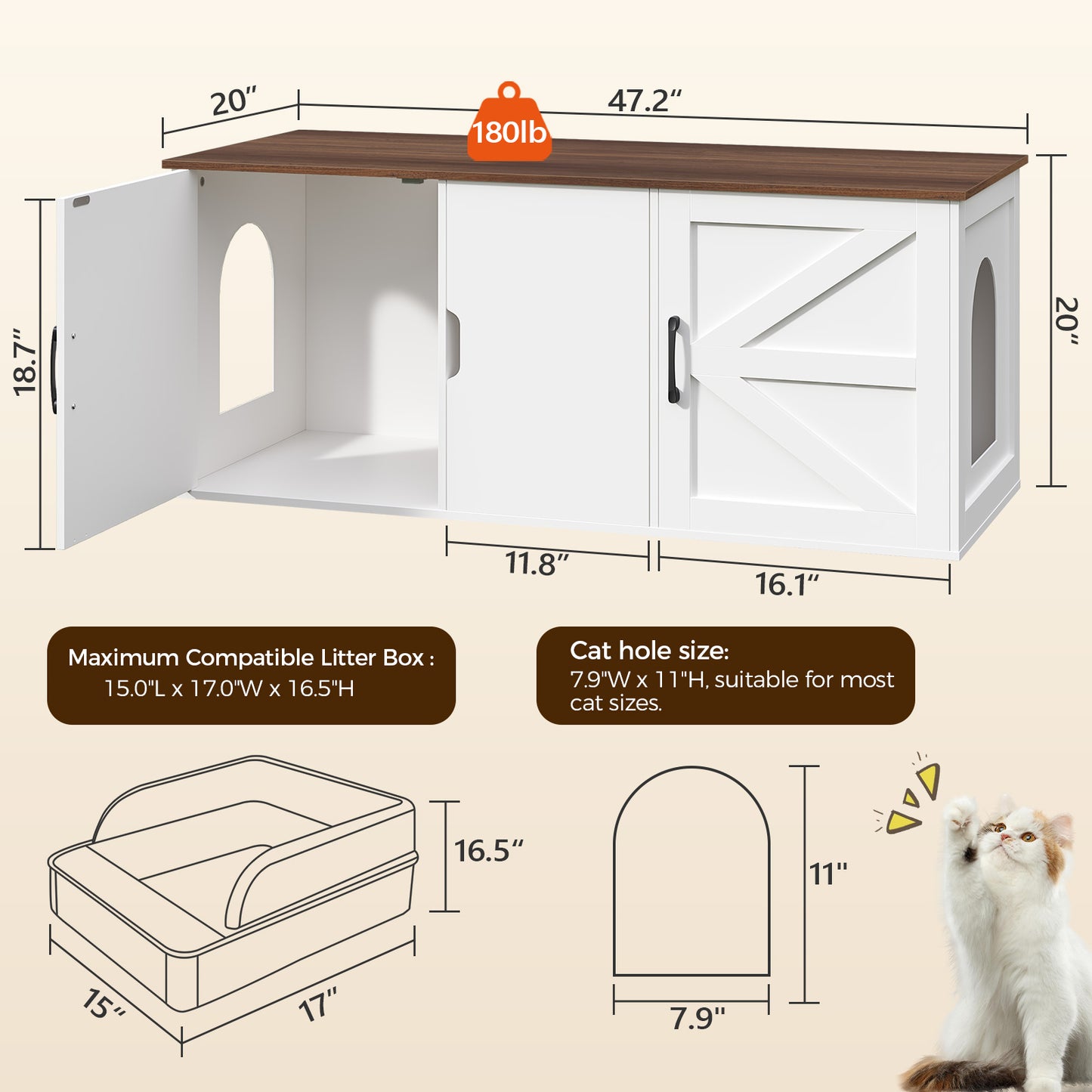 MAHANCRIS 47 inch Cat Hidden Litter Box