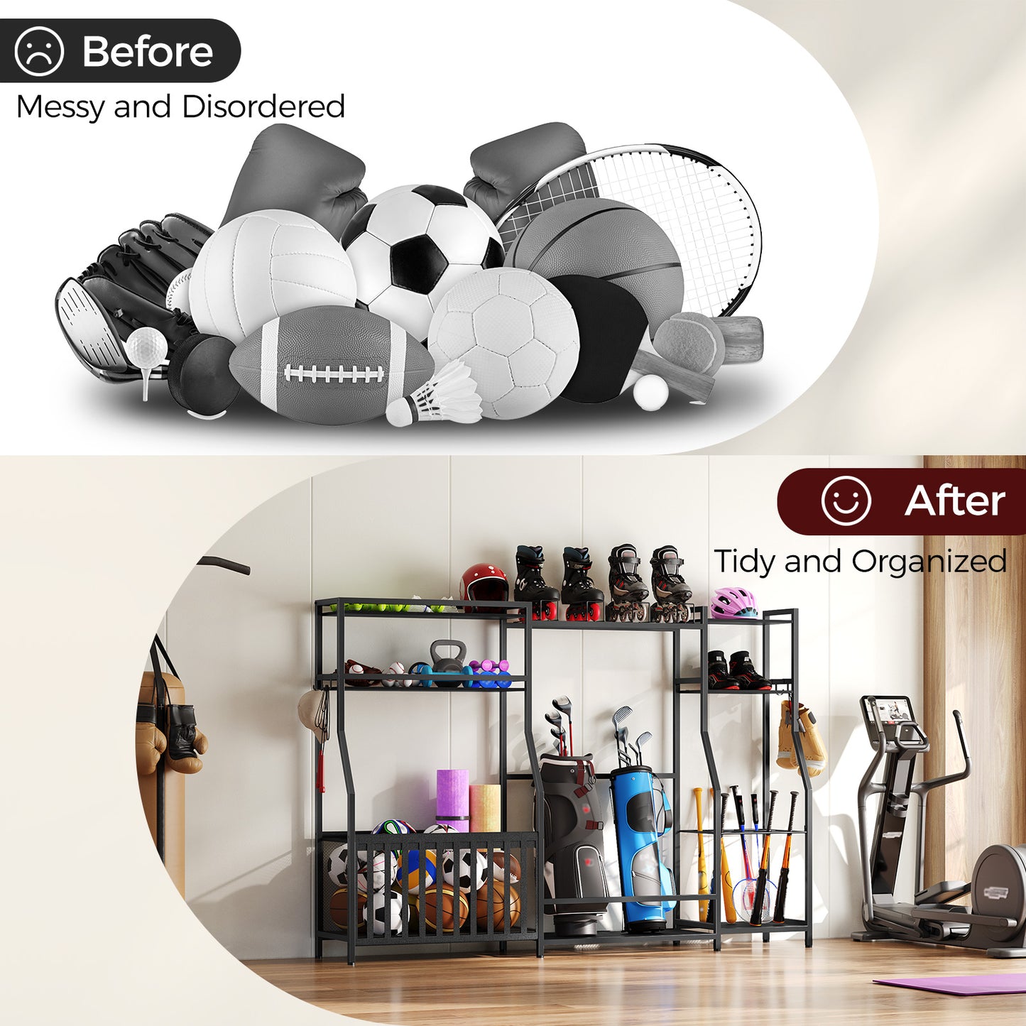 before and after for the sports equipments