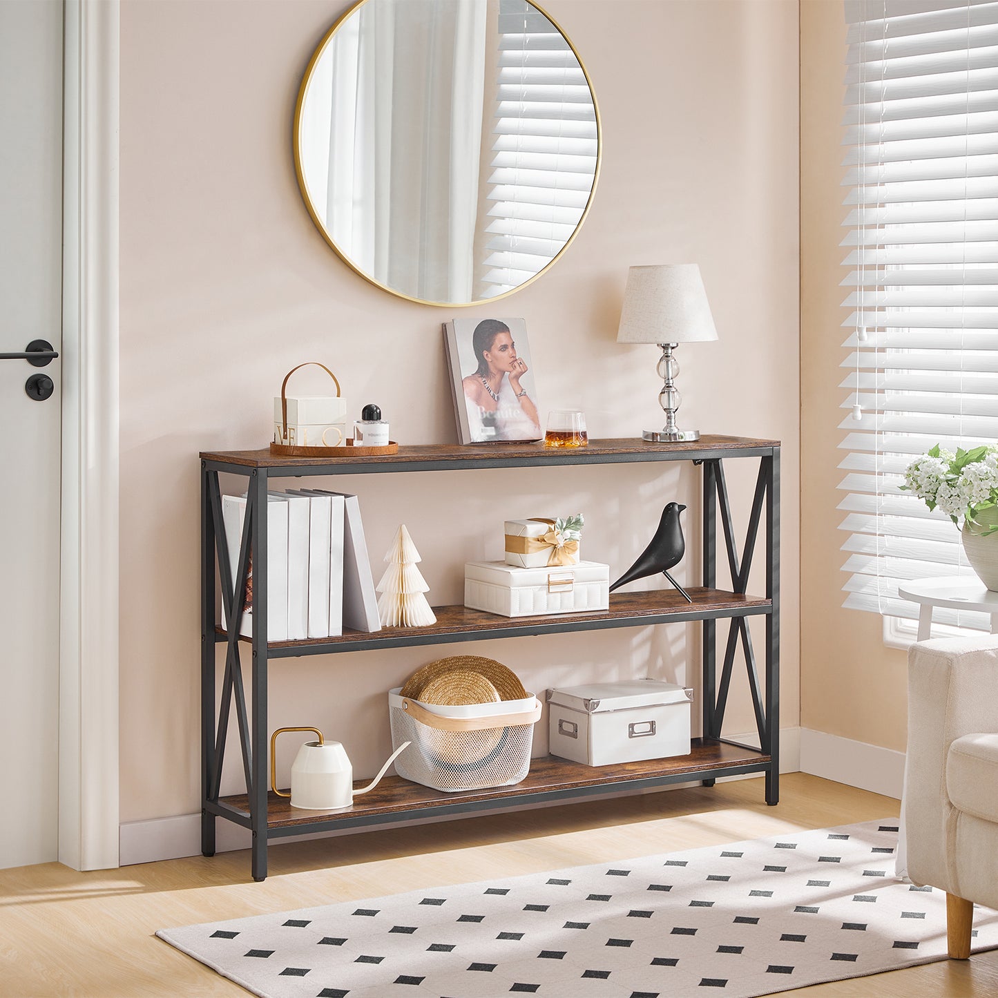 MAHANCRIS 47.2" 3-Tier Industrial Console Table
