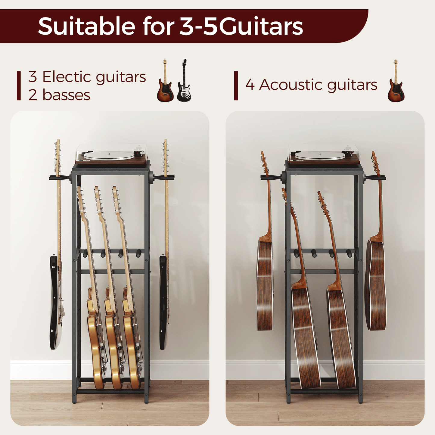 MAHANCRIS Guitar Stand for 3-5 Guitars