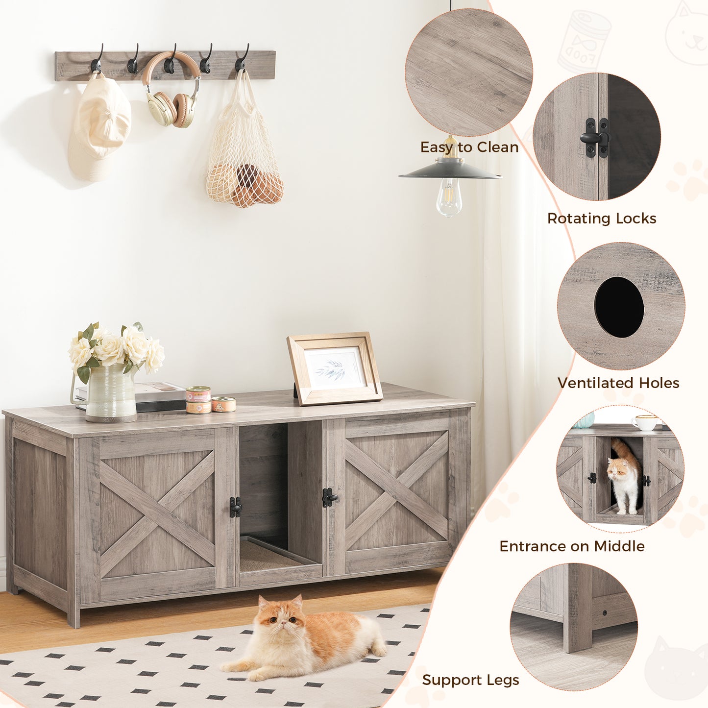 MAHANCRIS 47.2" Cat Litter Box Enclosure for 2 Cats