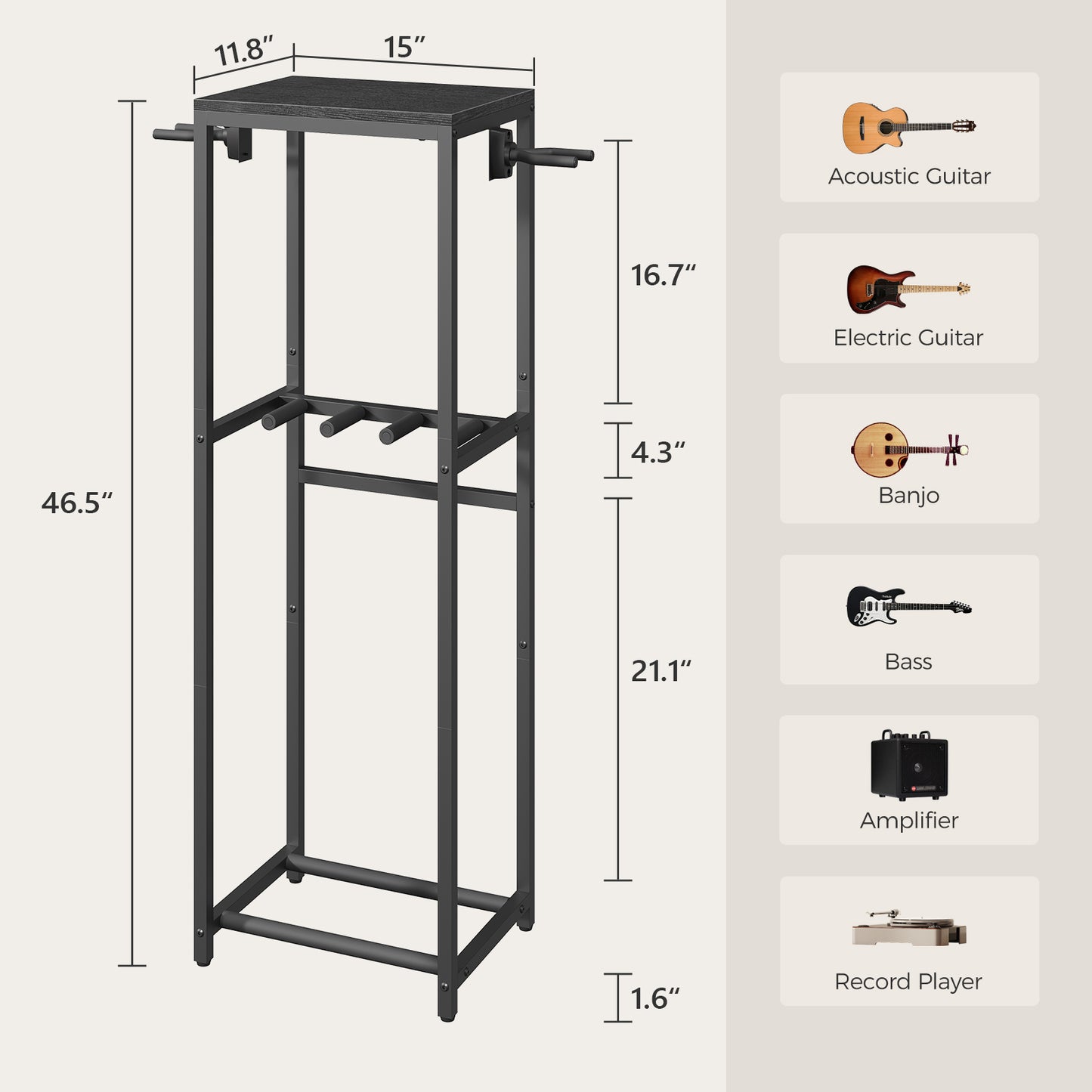 MAHANCRIS Guitar Stand for 3-5 Guitars