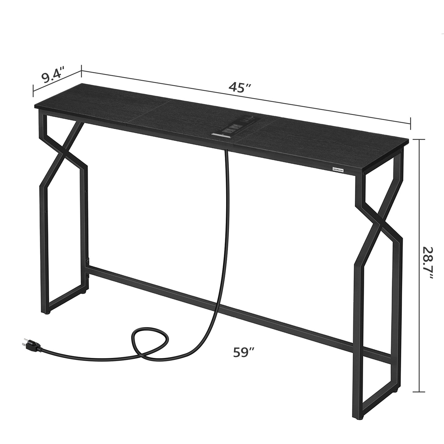 specifications for the 45 inch console table
