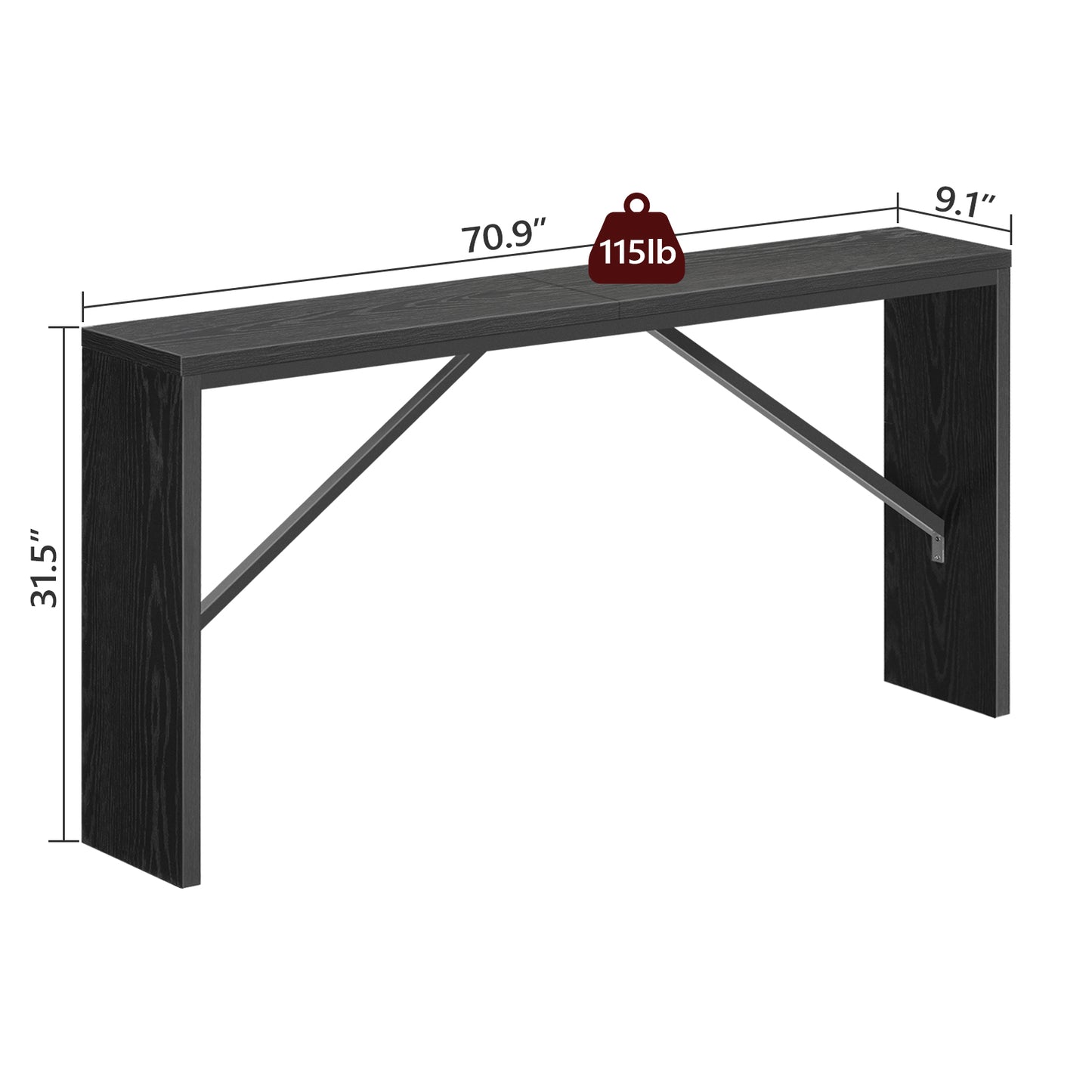 70.9" console table with metal structure