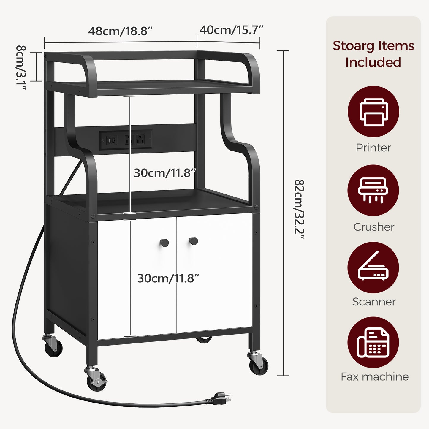 MAHANCRIS 3-tier Printer Stand Cabinet