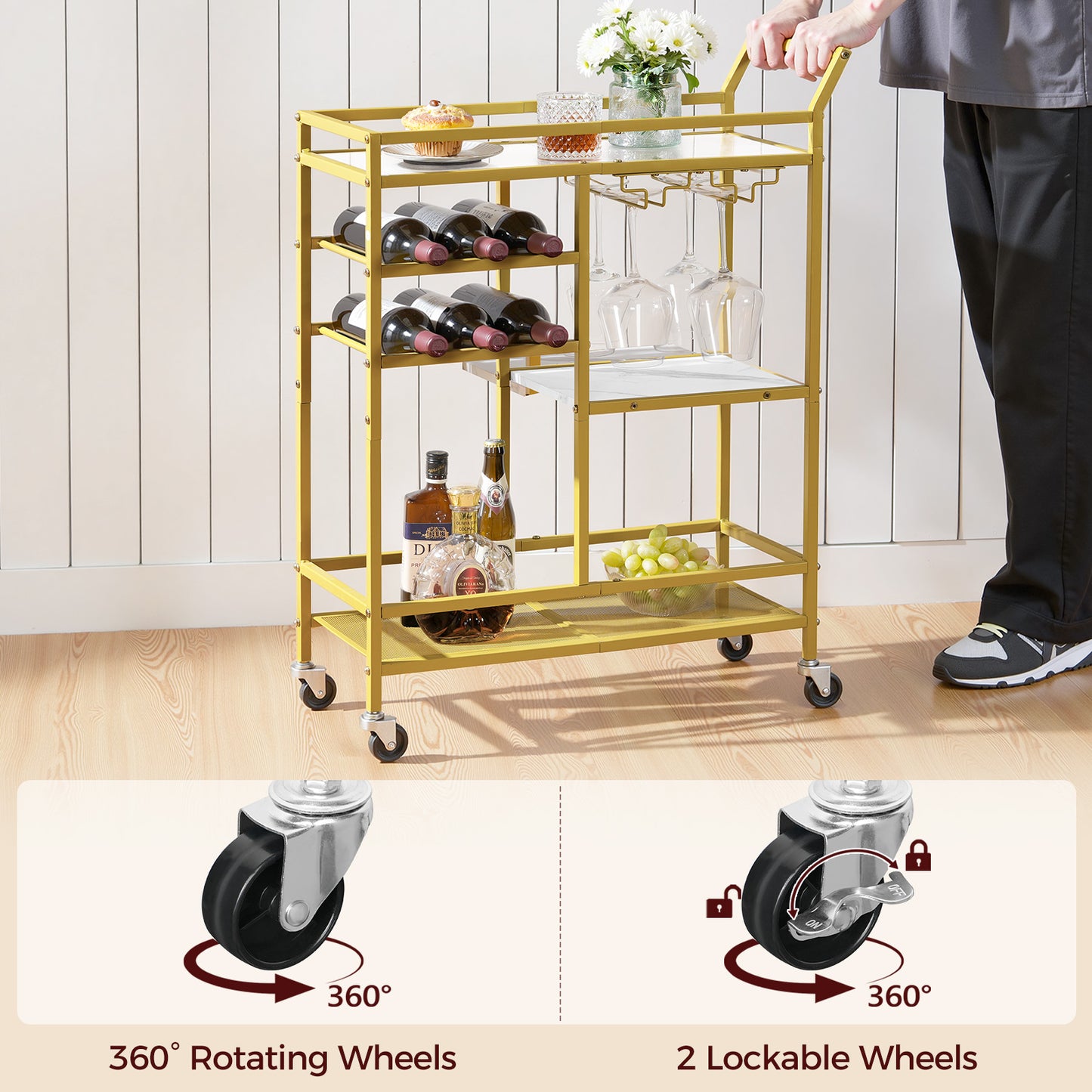 MAHANCRIS 3-Tier Serving Cart with Mirrored Top