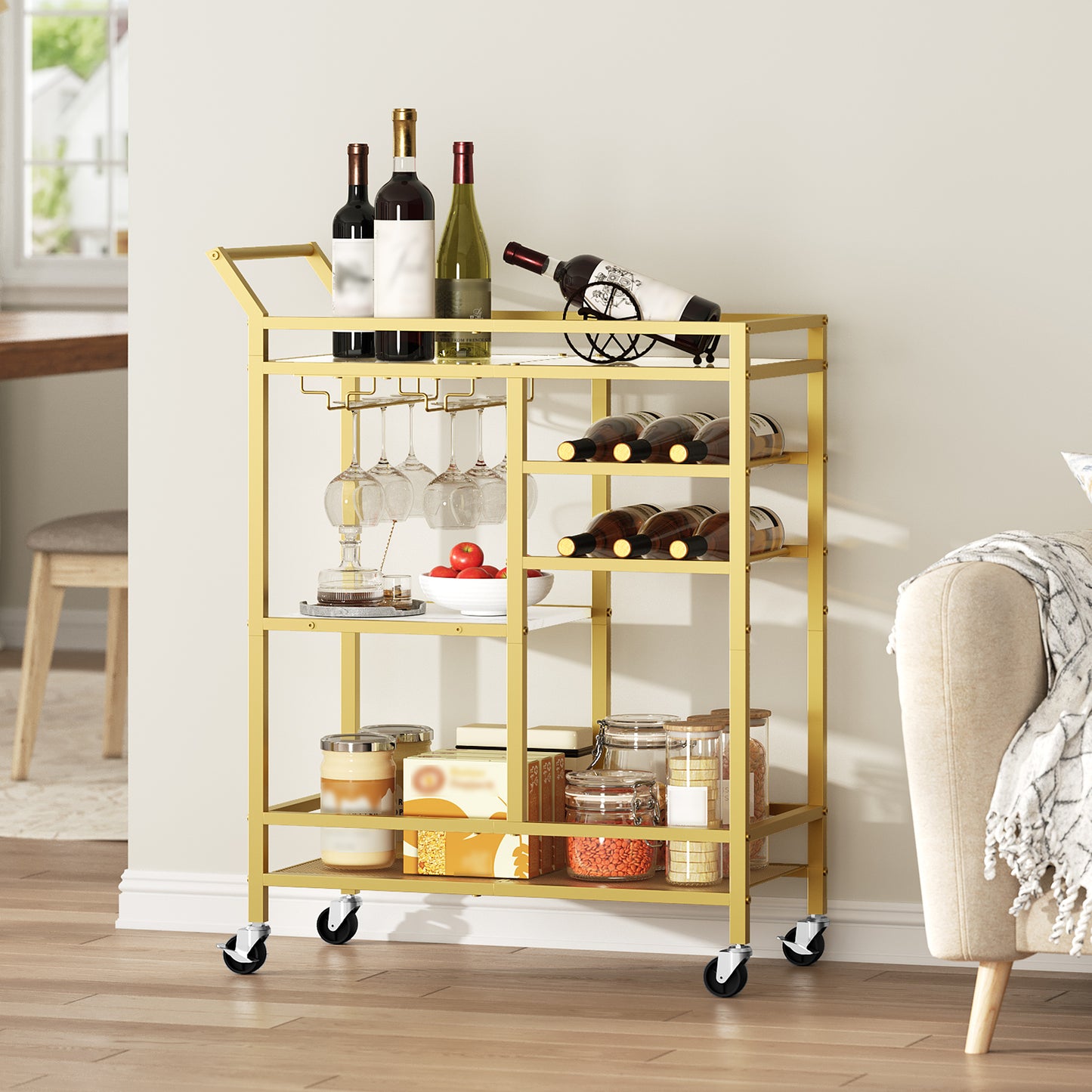 MAHANCRIS 3-Tier Serving Cart with Mirrored Top