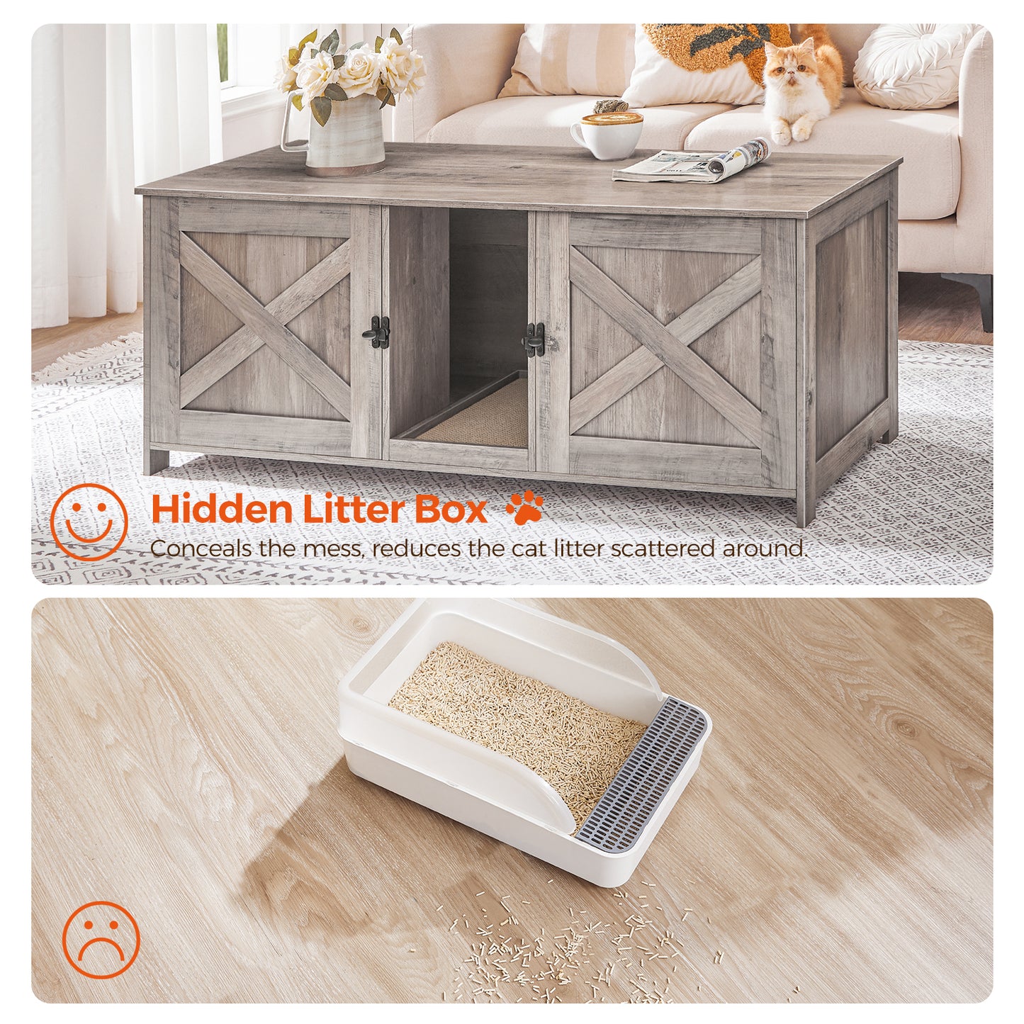 MAHANCRIS 47.2" Cat Litter Box Enclosure for 2 Cats