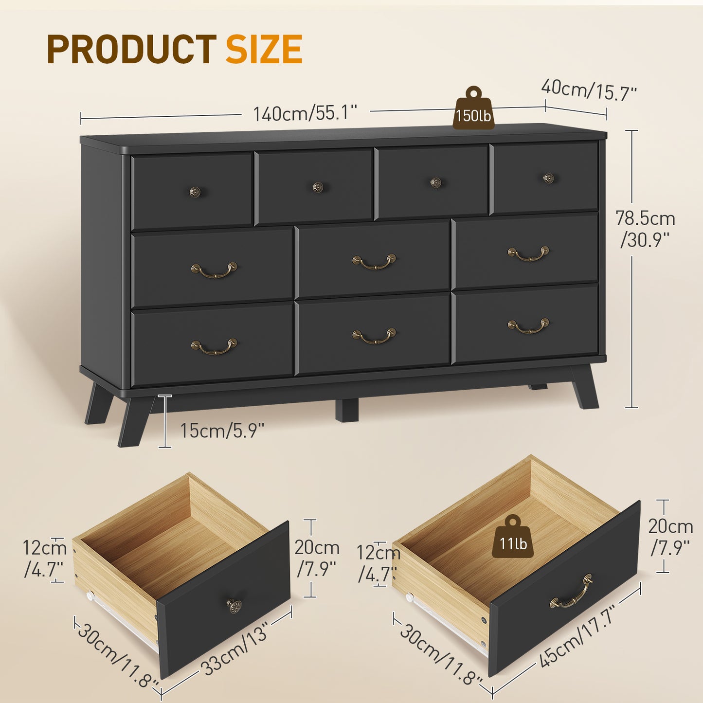 High Black Dresser Cabinet – Tall black dresser cabinet offering ample storage space.