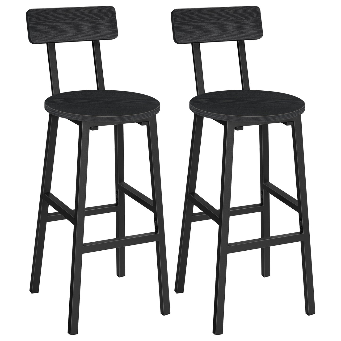 MAHANCRIS Set of 2 Modern Round Bar Stools with Backrest