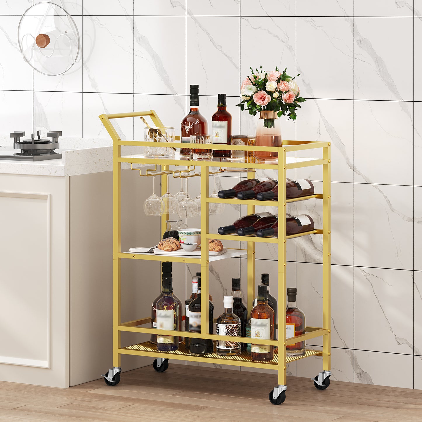 MAHANCRIS 3-Tier Serving Cart with Mirrored Top