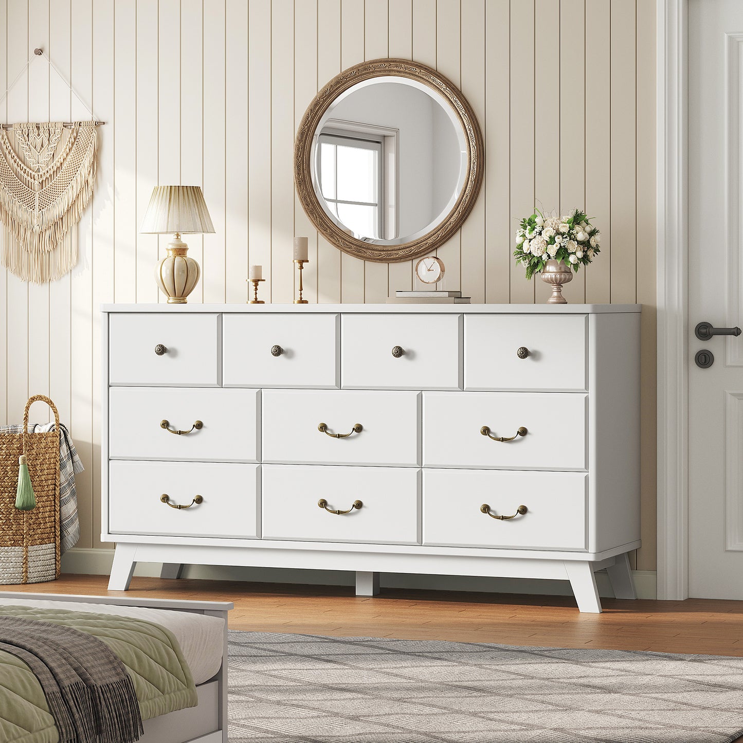 Large White Tall Wooden Chest of Drawers – Spacious white tall wooden chest of drawers for efficient storage.