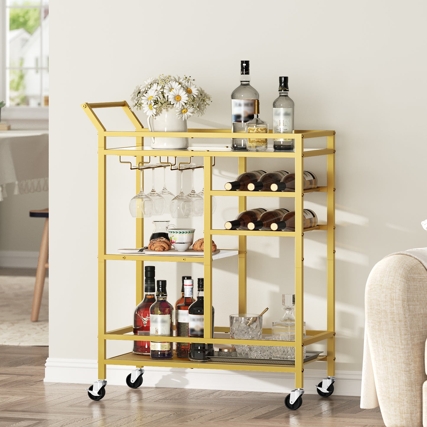 MAHANCRIS 3-Tier Serving Cart with Mirrored Top