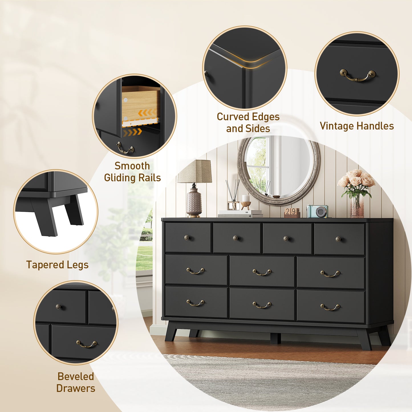 Modern Wooden Bedroom Dresser – Stylish modern wooden dresser perfect for bedroom storage.