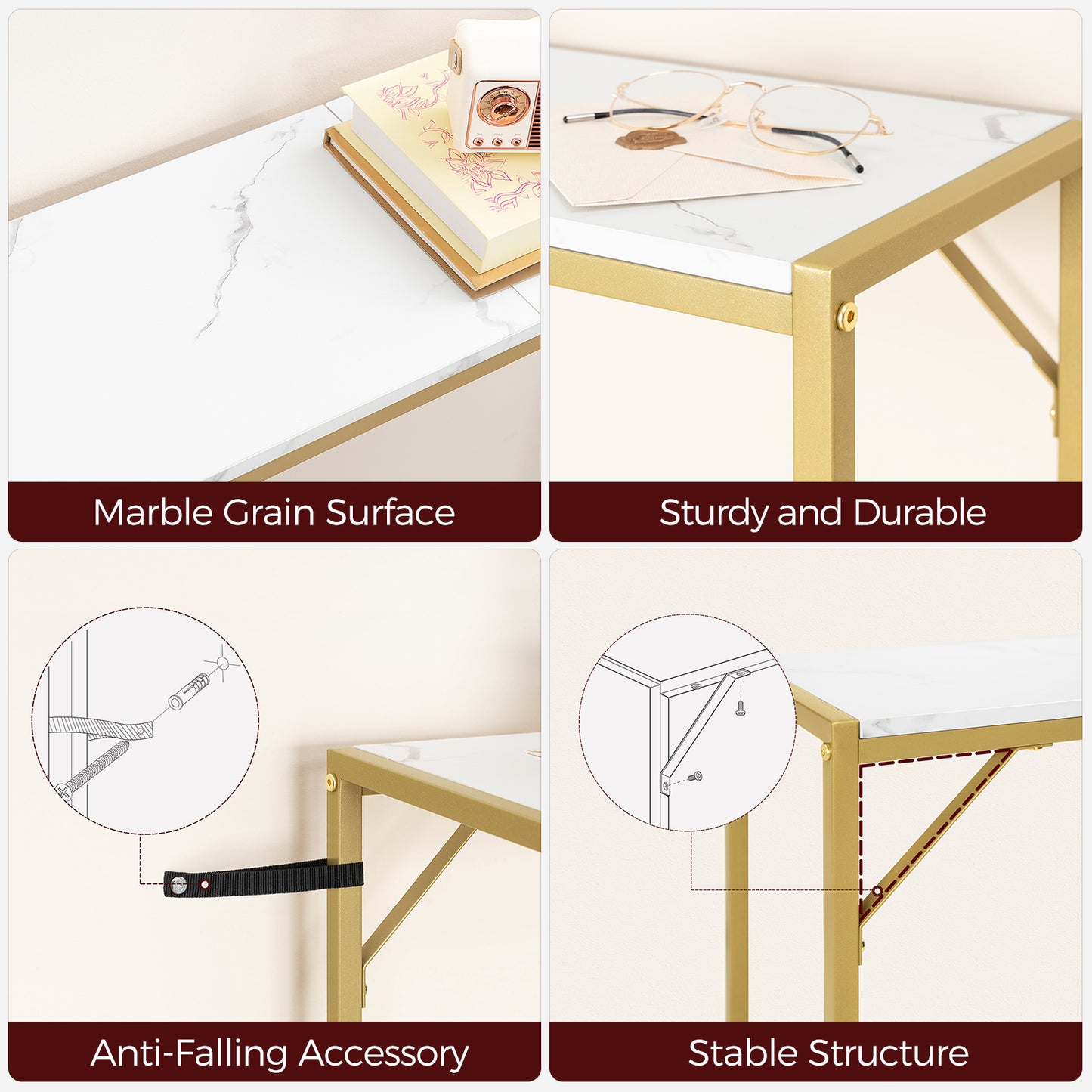 MAHANCRIS 43.3" Slim Console Table with Charging Station