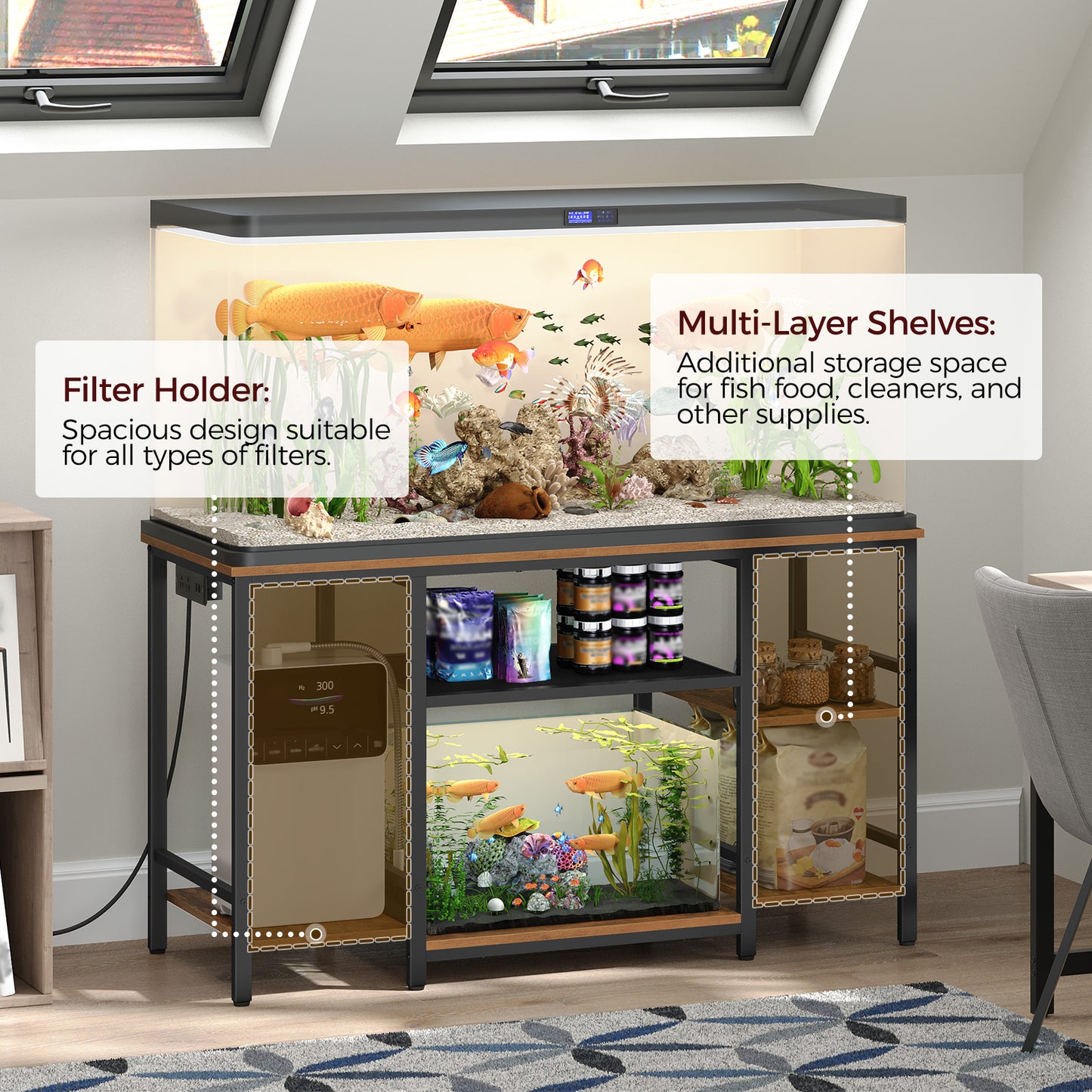 MAHANCRIS 55-75 Gallon Fish Tank Stand