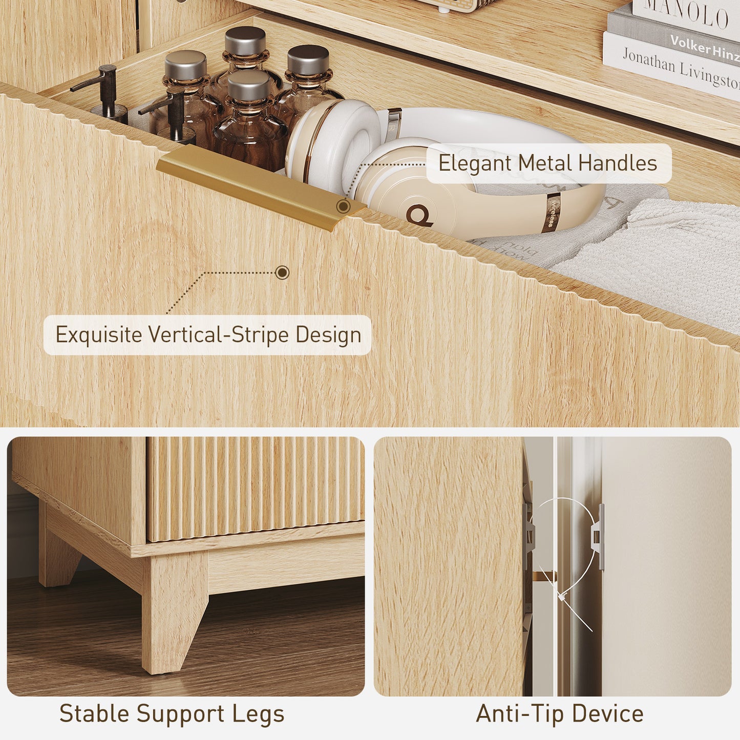 MAHANCRIS Fluted 6 Drawer Dresser