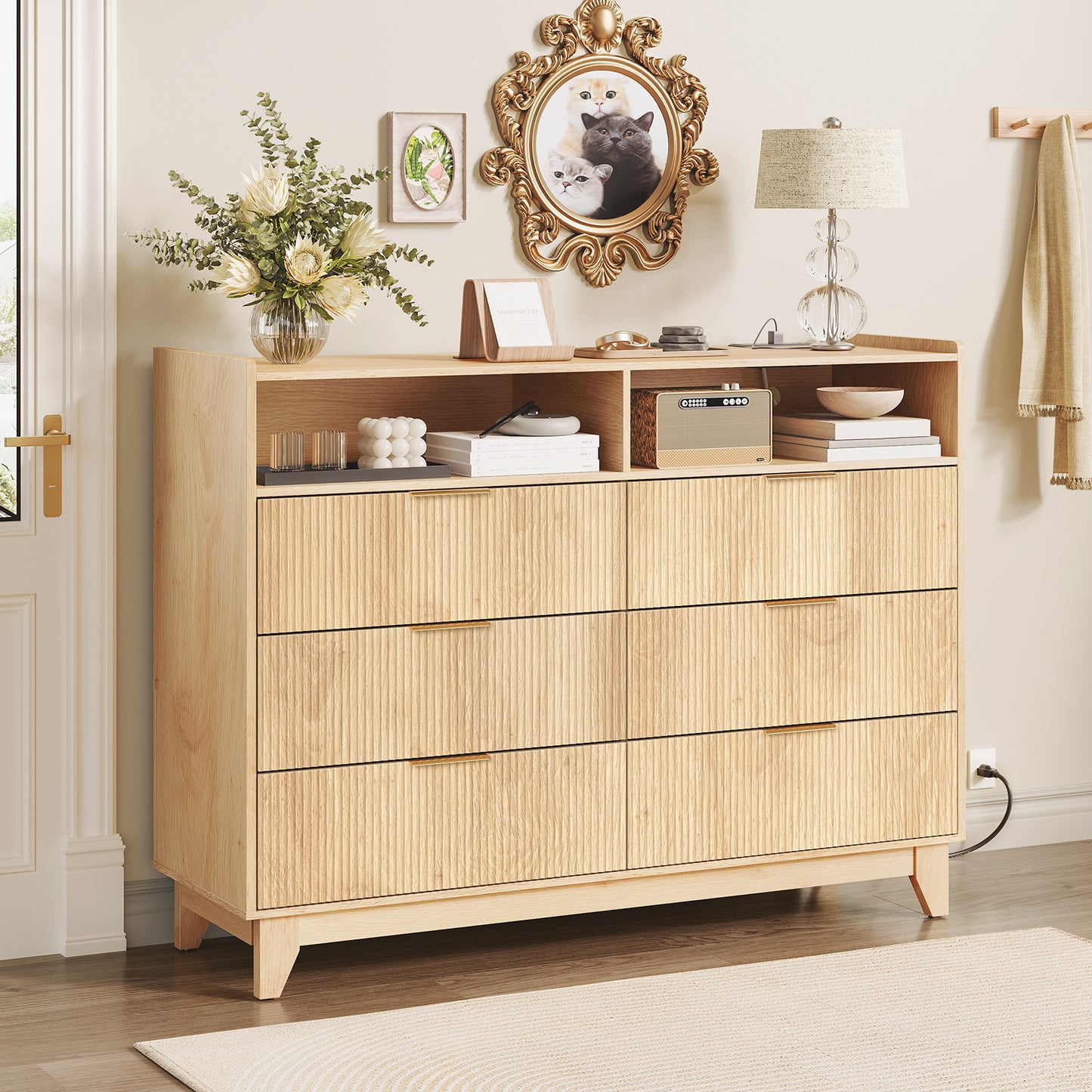 MAHANCRIS Fluted 6 Drawer Dresser