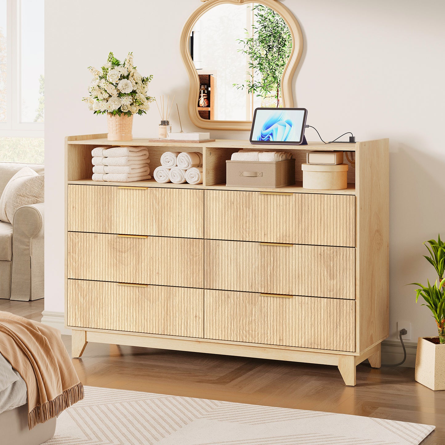 MAHANCRIS Fluted 6 Drawer Dresser