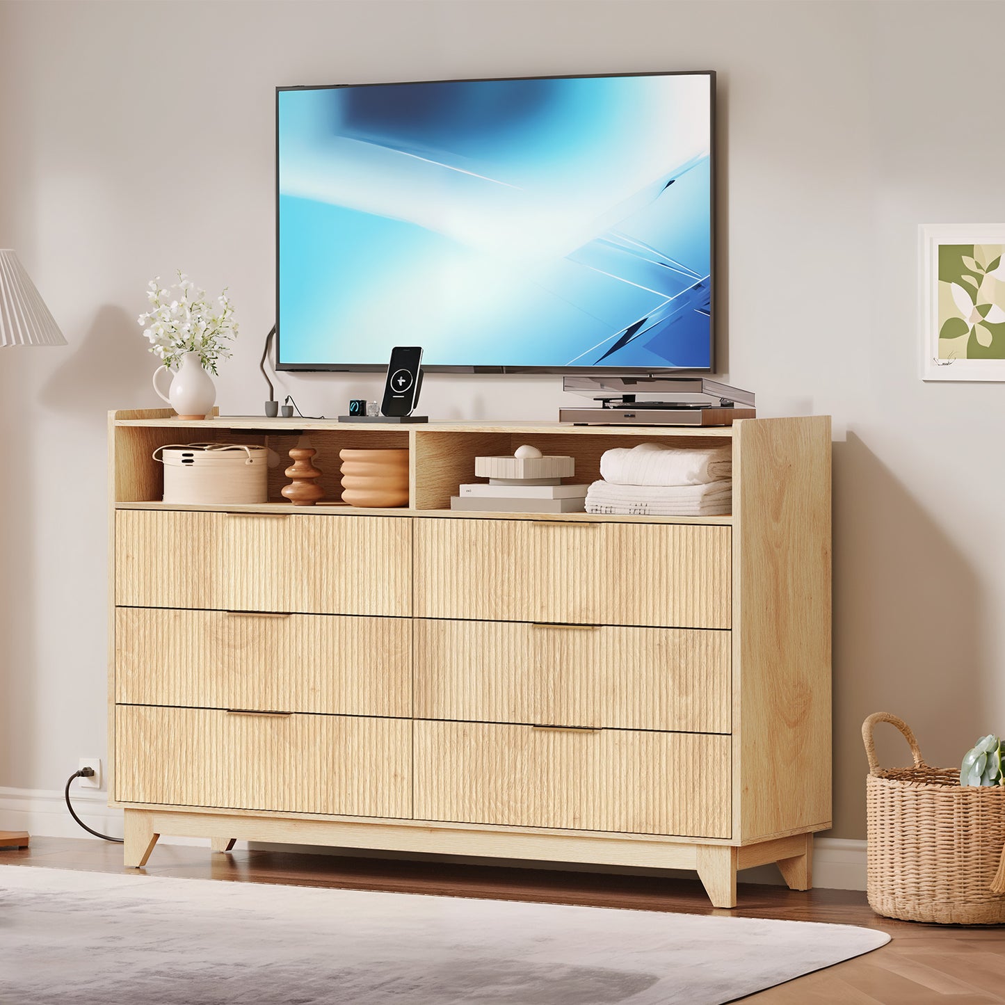 MAHANCRIS Fluted 6 Drawer Dresser
