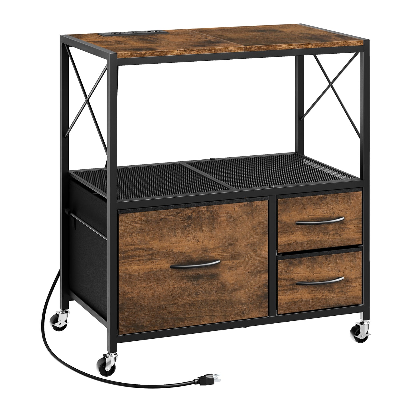 printer stand with USB charging station