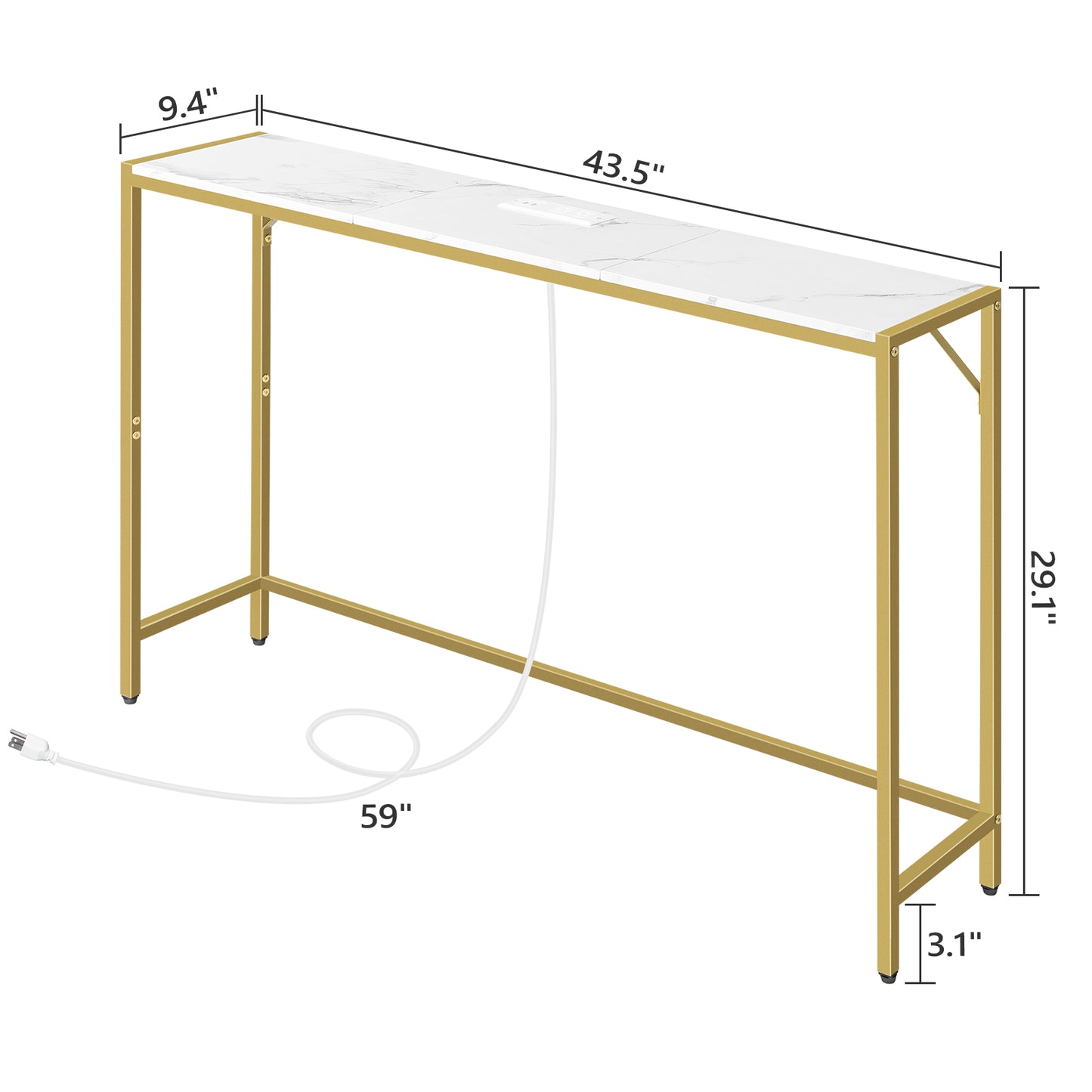 MAHANCRIS 43.3" Slim Console Table with Charging Station