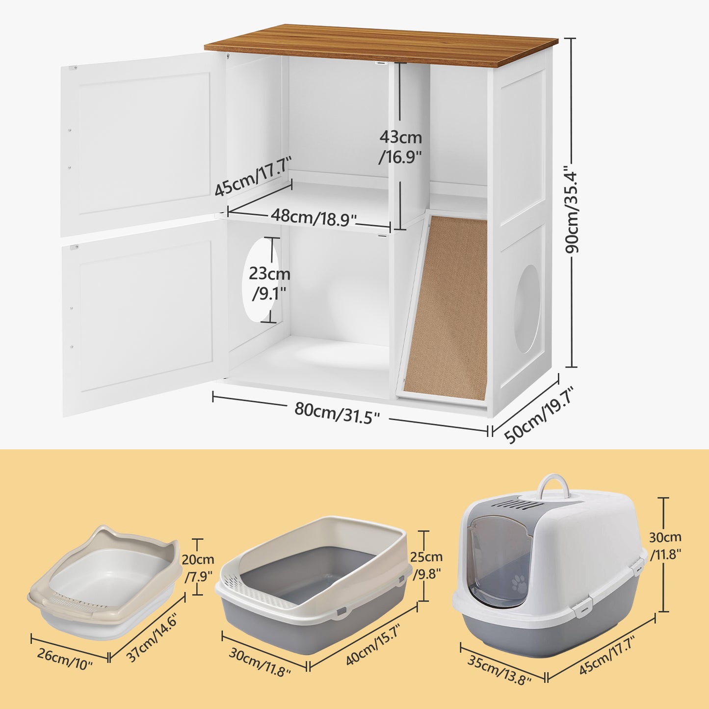 MAHANCRIS Stylish 2-Tier Litter Box Enclosure