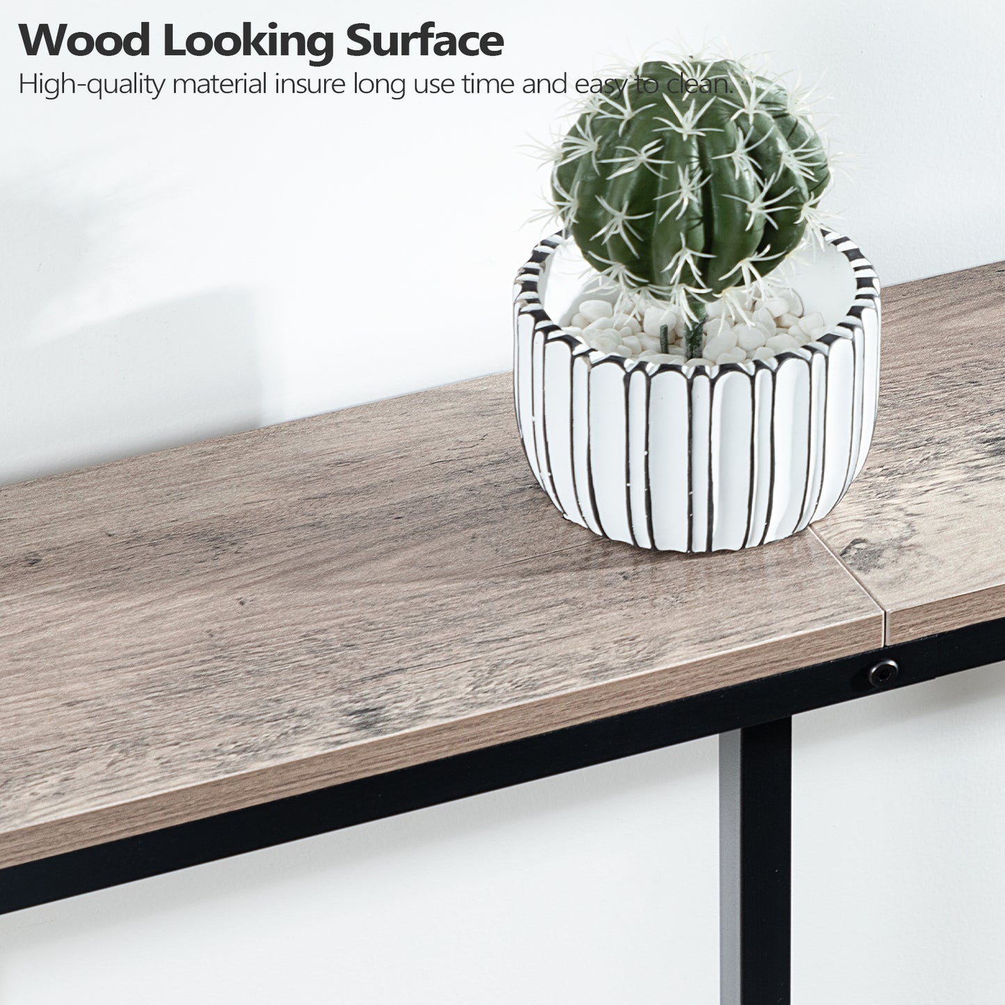 wooden looking surface for the console table
