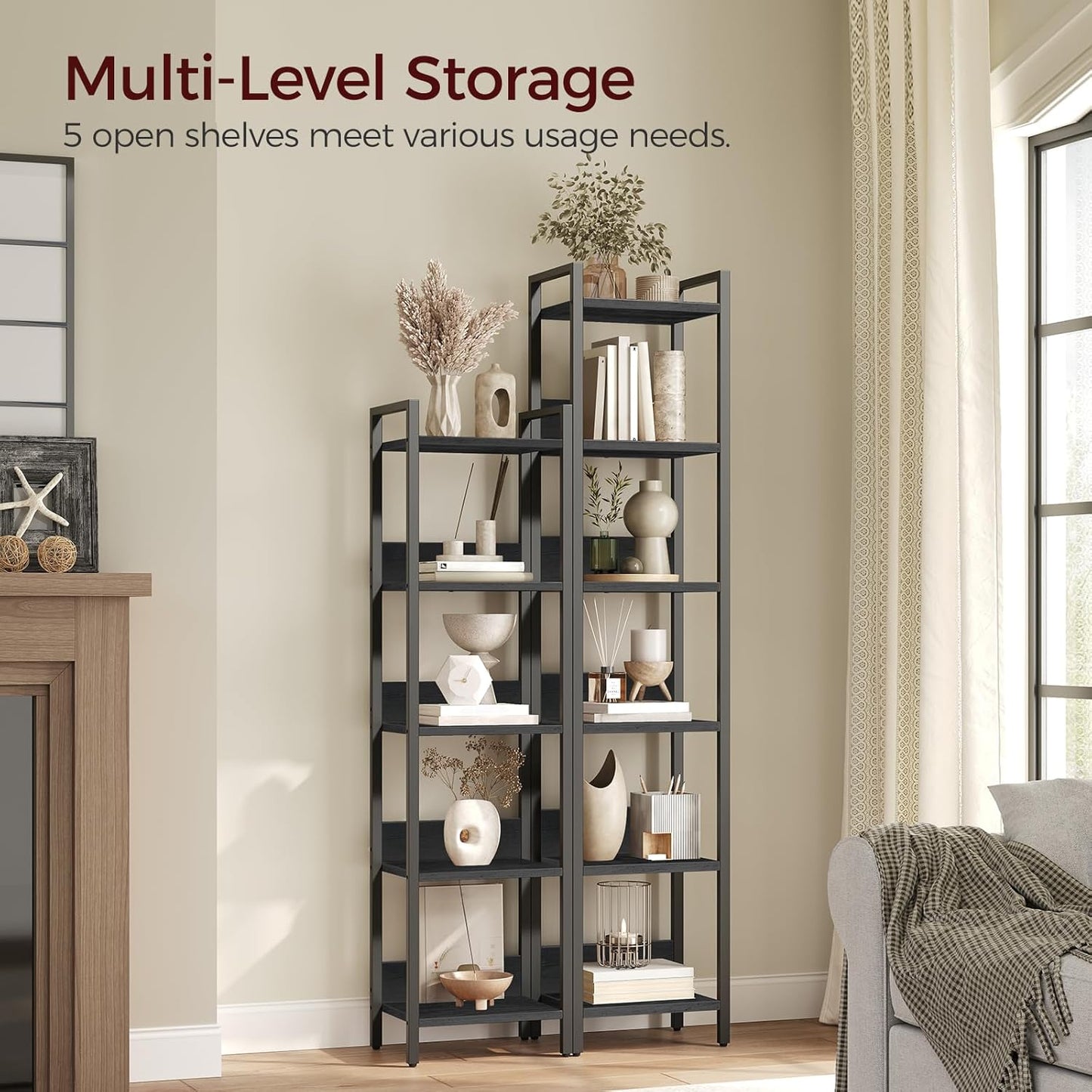 MAHANCRIS 5-Tier Bookshelf