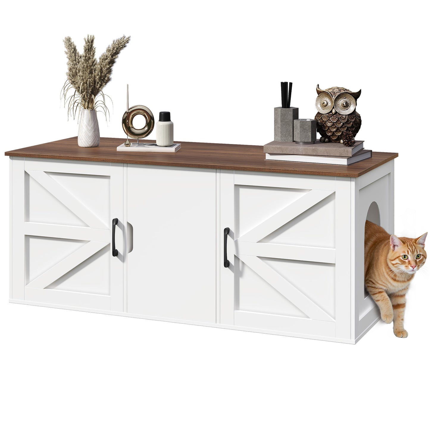 cat litter house enclosure natural wooden top