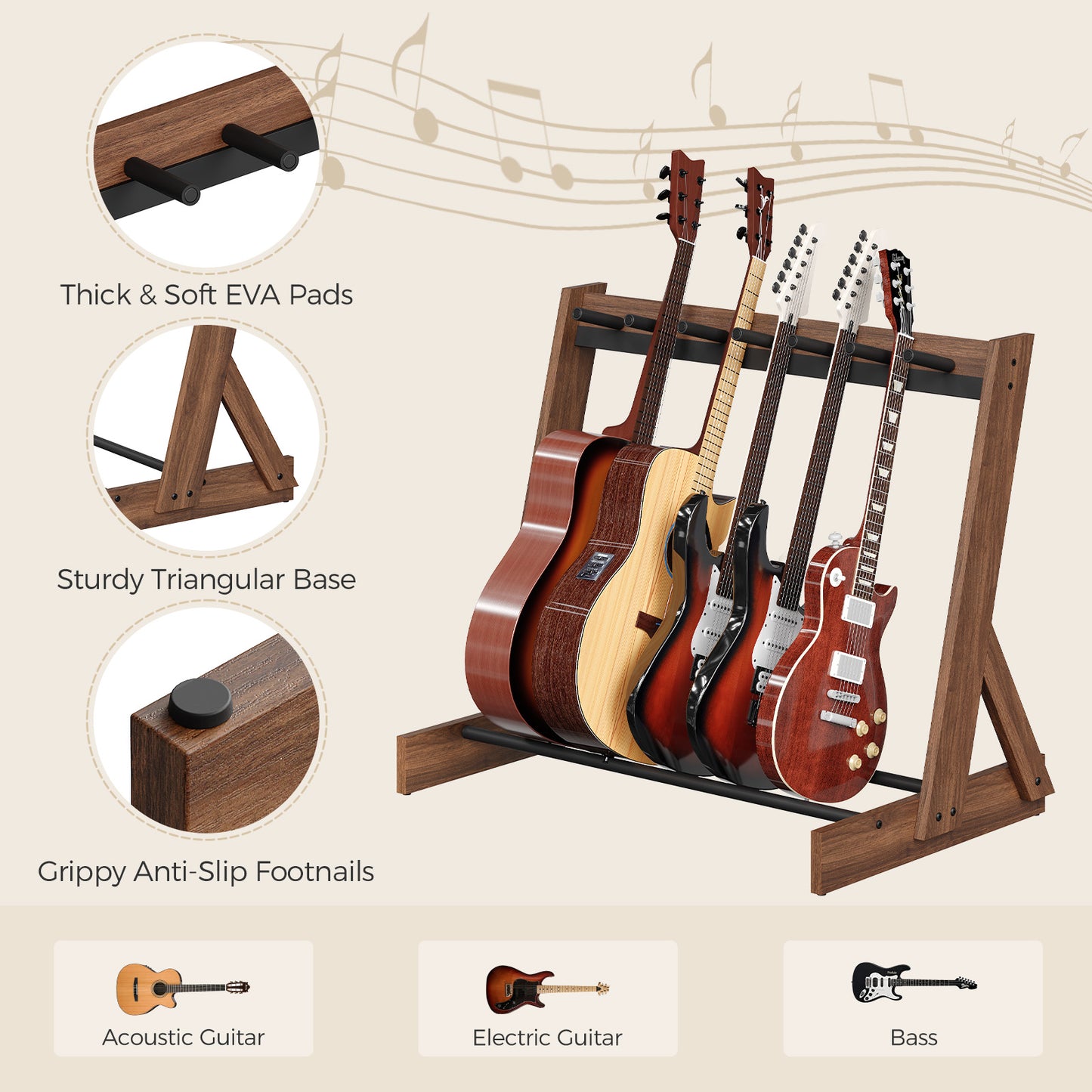 Wulnut Multiple Wooden Guitar Stand