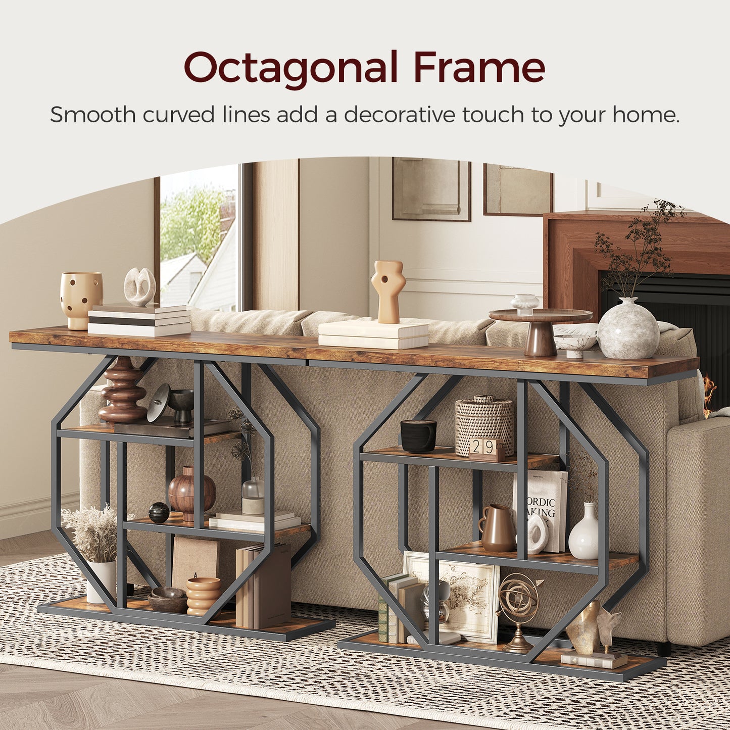 MAHANCRIS Four-Tier 39.4 Inches Console Table