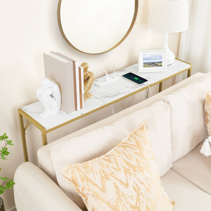 MAHANCRIS 43.3" Slim Console Table with Charging Station