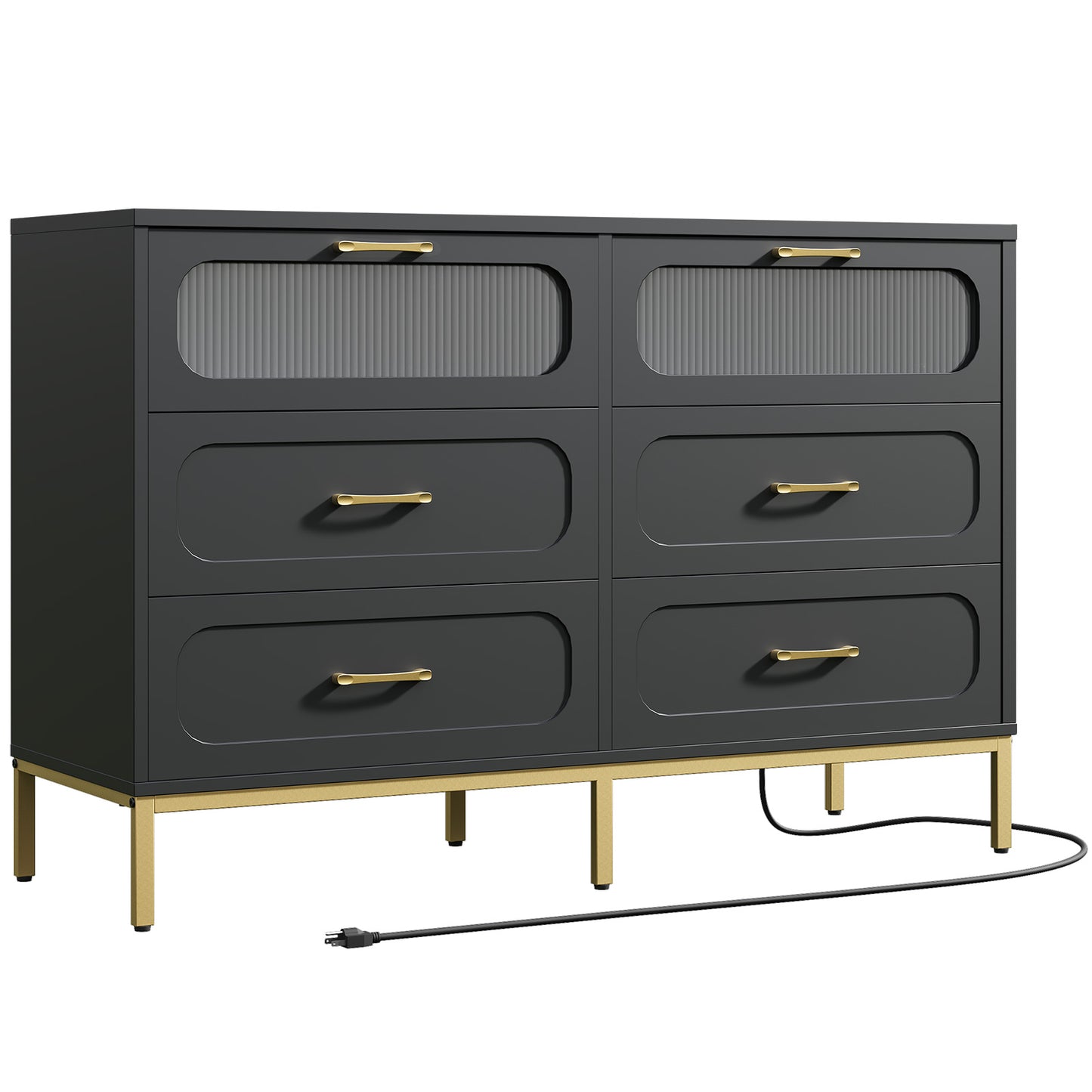 MAHANCRIS Modern Dresser with Charging Station & LED Lighting