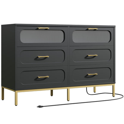 MAHANCRIS Modern Dresser with Charging Station & LED Lighting
