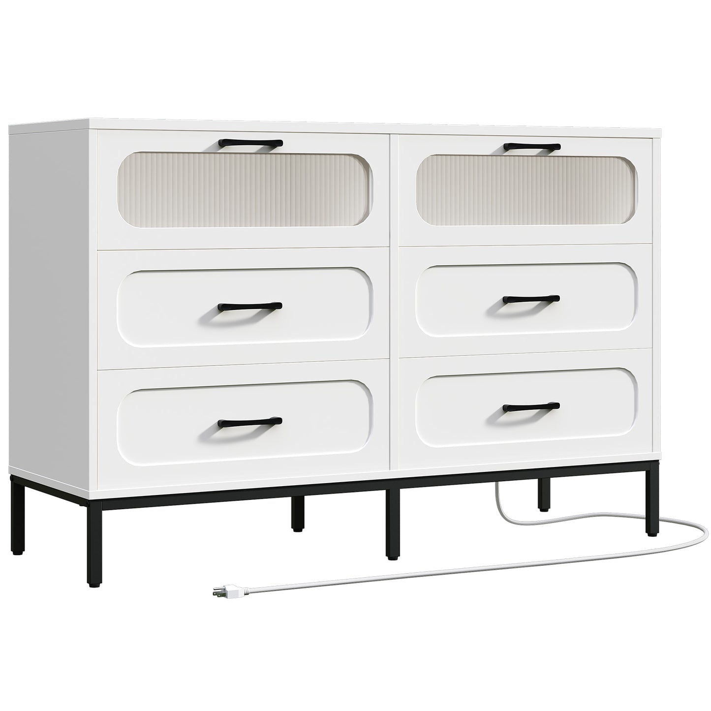 MAHANCRIS Modern Dresser with Charging Station & LED Lighting