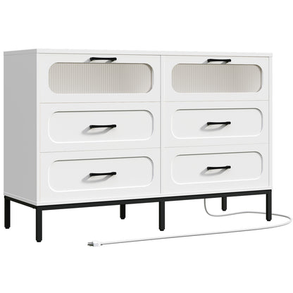 MAHANCRIS Modern Dresser with Charging Station & LED Lighting