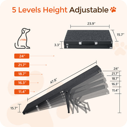 MAHANCRIS 47.8'' Long Portable Dog Stair Ramp